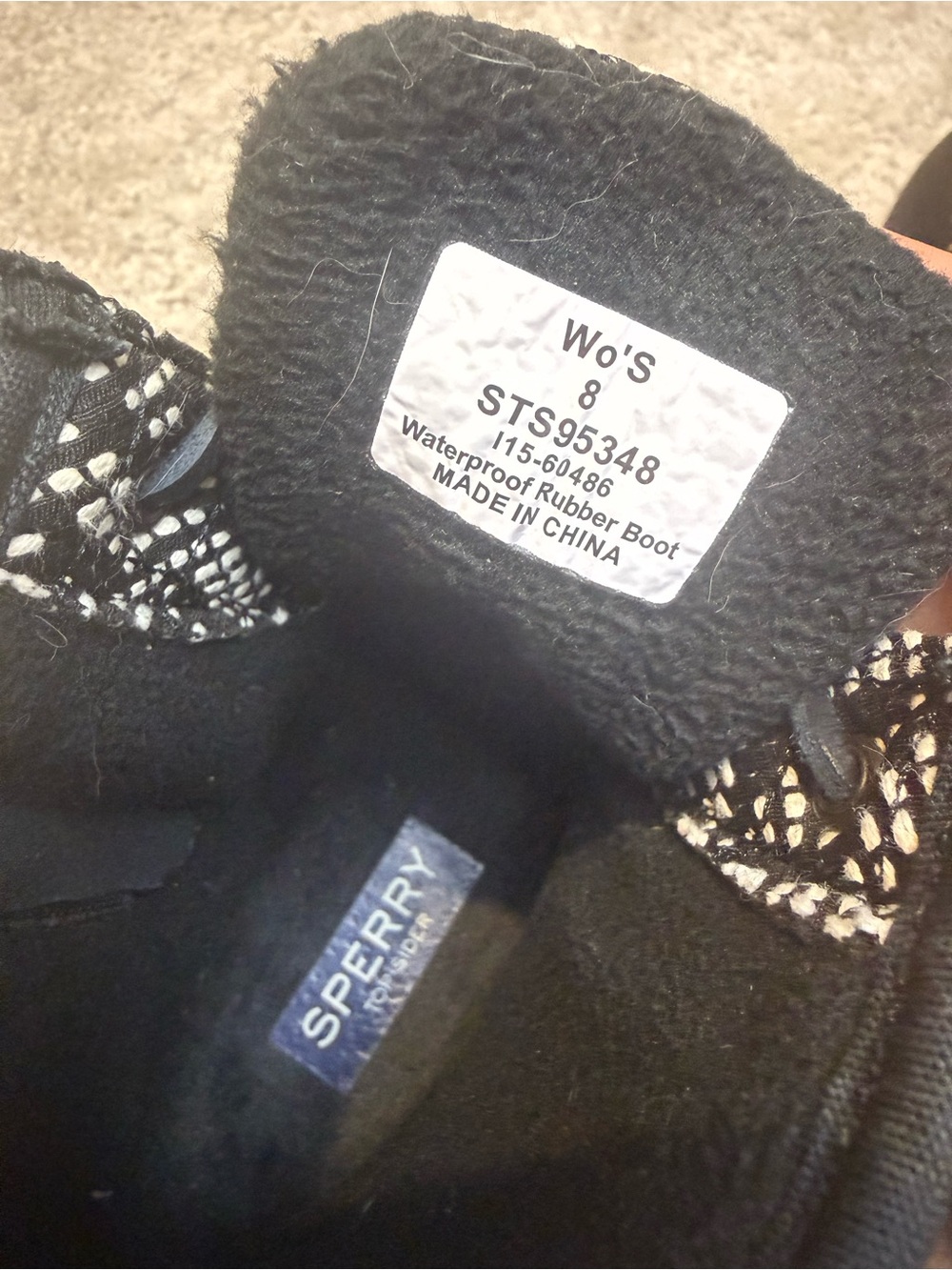 Sperry Black Patterned Duck Boots for Women | 8 - Picture 4 of 4